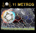 Juego de fútbol 11 Metros: portería con pelota y efecto de disparo azul