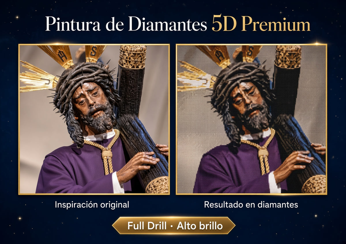 Pintura de diamantes 5D Premium con rostro de Cristo, barba y manto morado