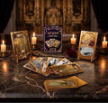 Conjunto de cartas AHÍ QUEÓ (2026) con varias cartas de estilo dorado