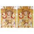 Puzzle de diamantes 30x40 cm con imagen religiosa dorada y flores