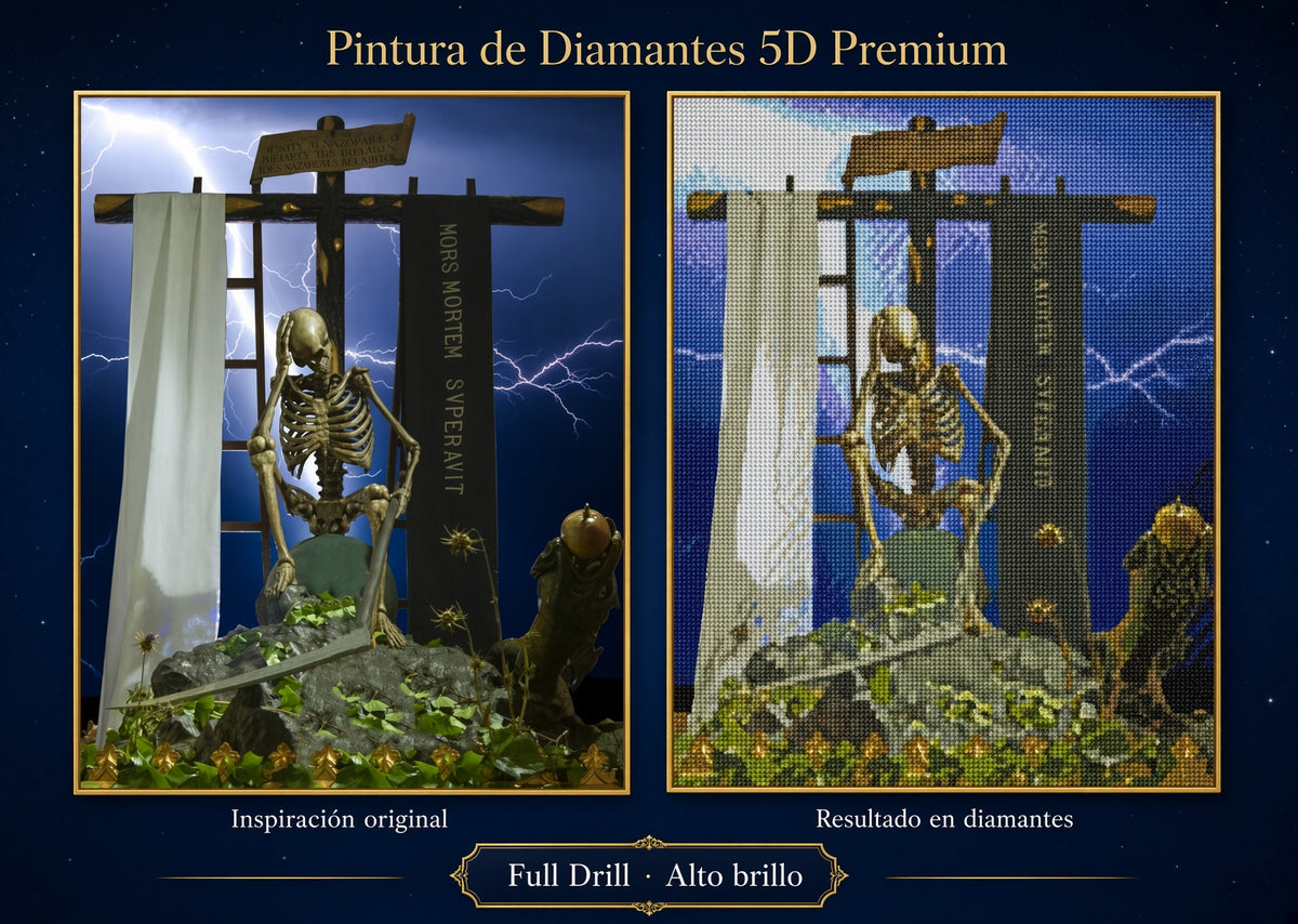 Pintura de diamantes 5D Premium con cruz y figura de Cristo con corona