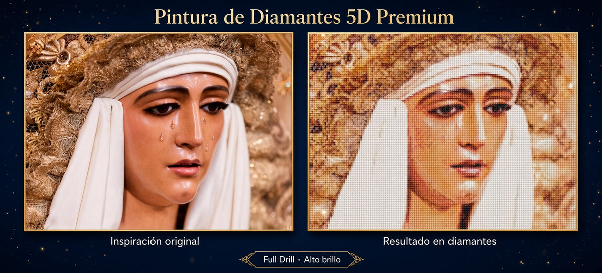 Puzzle de diamantes 5D con retrato de la Virgen con velo blanco