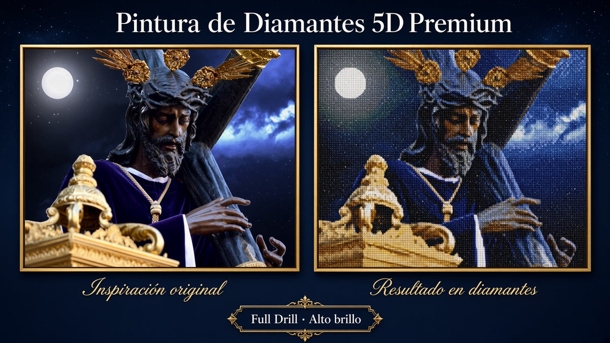 Pintura de diamantes 5D Premium con figura de Cristo con capa oscura y corona de espinas