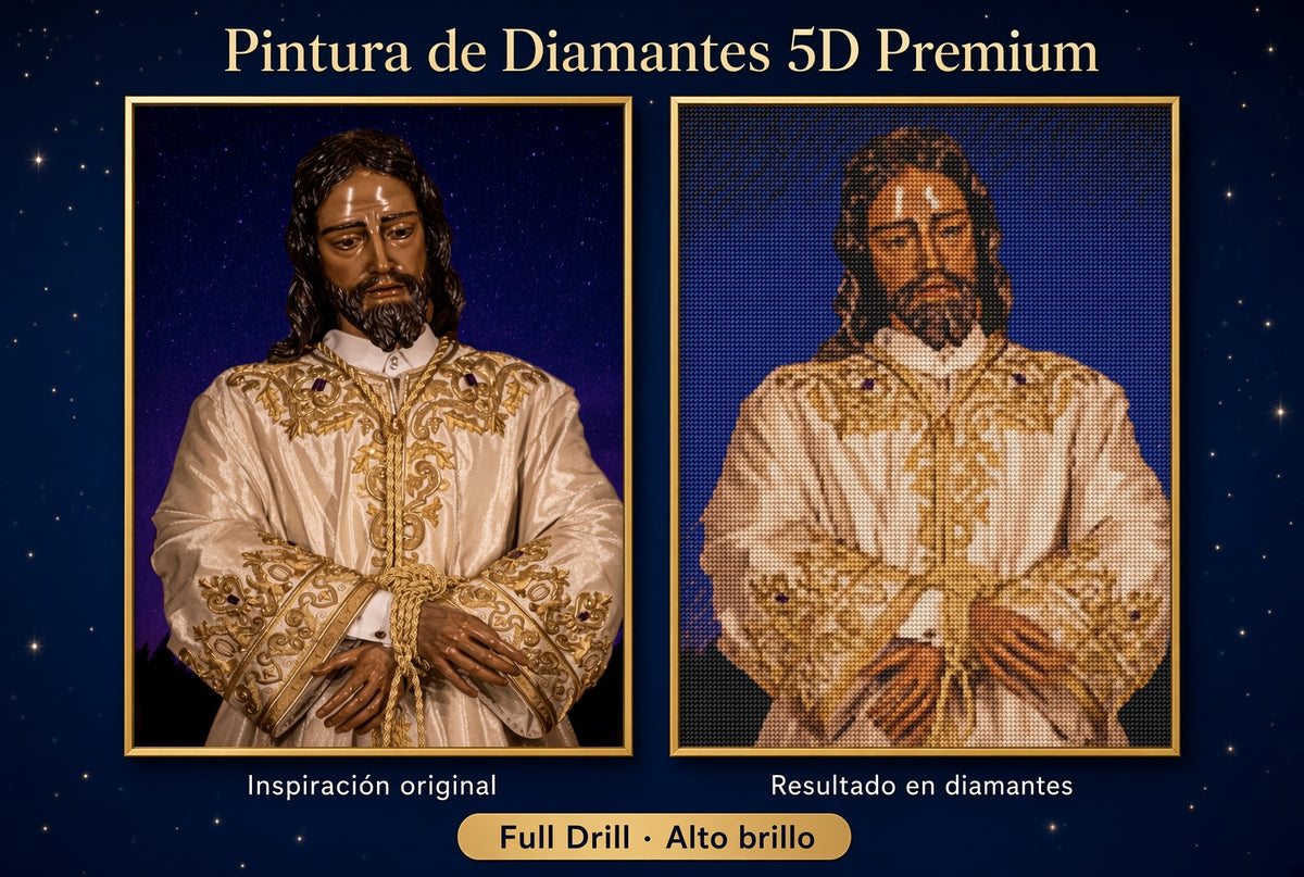 Pintura de diamantes 5D con retrato de Jesús con túnica dorada, 30x40 cm.