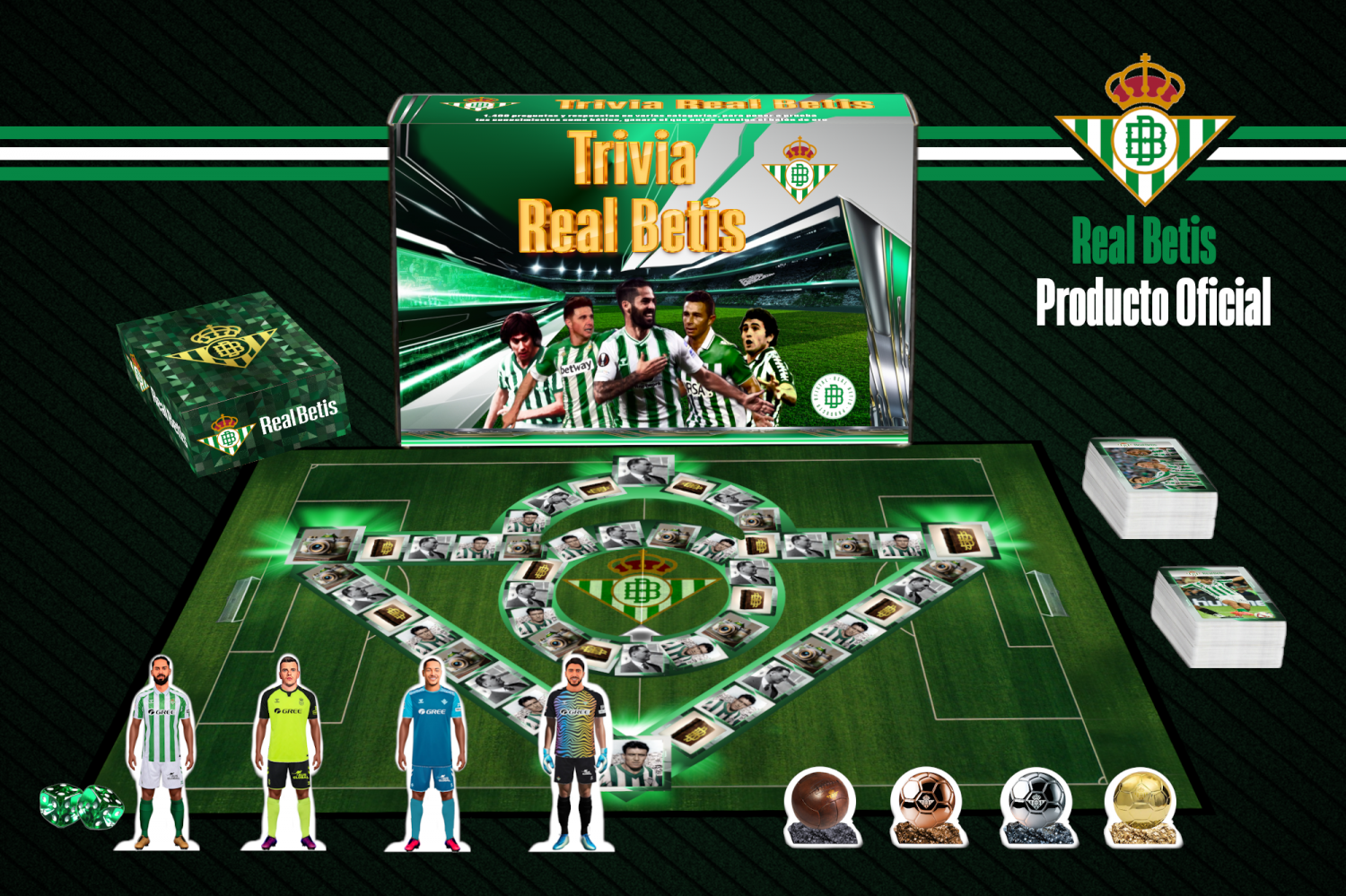 Juego de sobremesa Real Betis Trivia con caja, tablero y fichas de jugadores