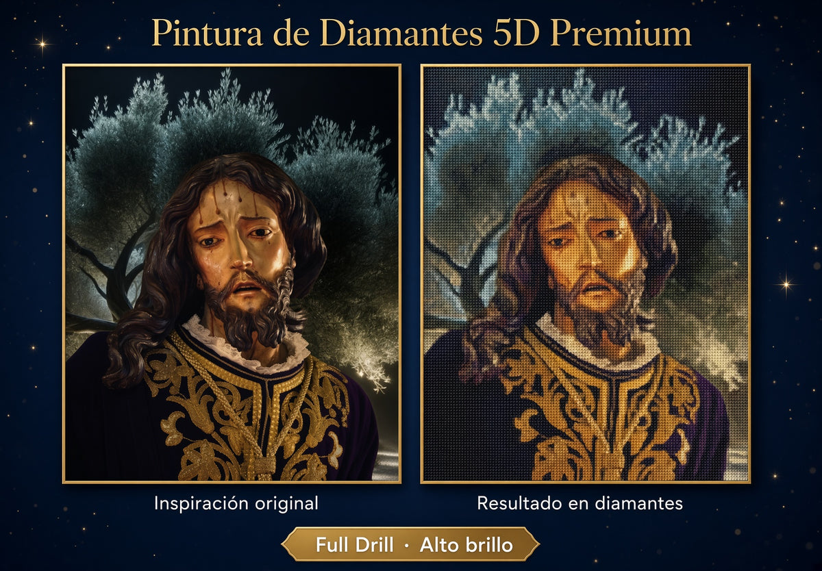 Puzzle de diamantes 5D con retrato de Jesús, formato 30x40 cm, Prendimiento Jerez
