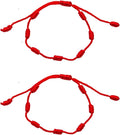 Pulsera de 7 nudos roja con nudos decorativos y extremos con lazos